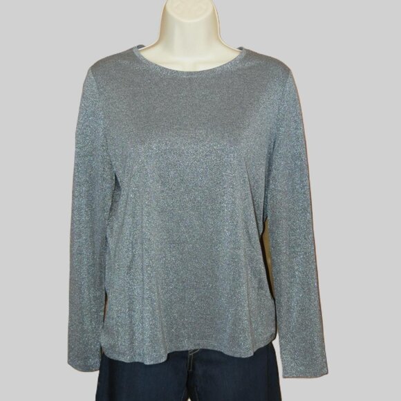 Talbots Silver T-Shirt Long Sleeve Size Petite Medium - Picture 1 of 8